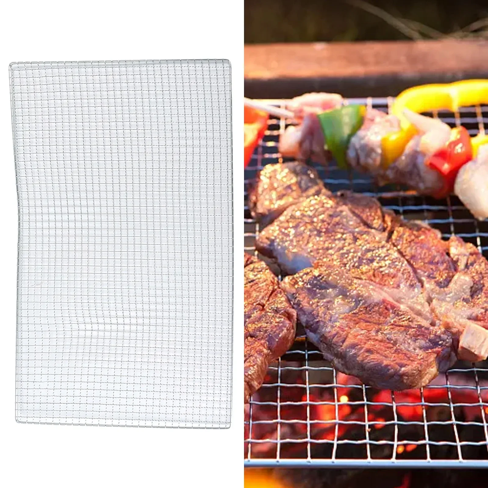 BBQ Grate Mesh Net Grill Grate Grid Grid Rack For Japanese Korean Grill Non Stick Grilling Mats Baking Net