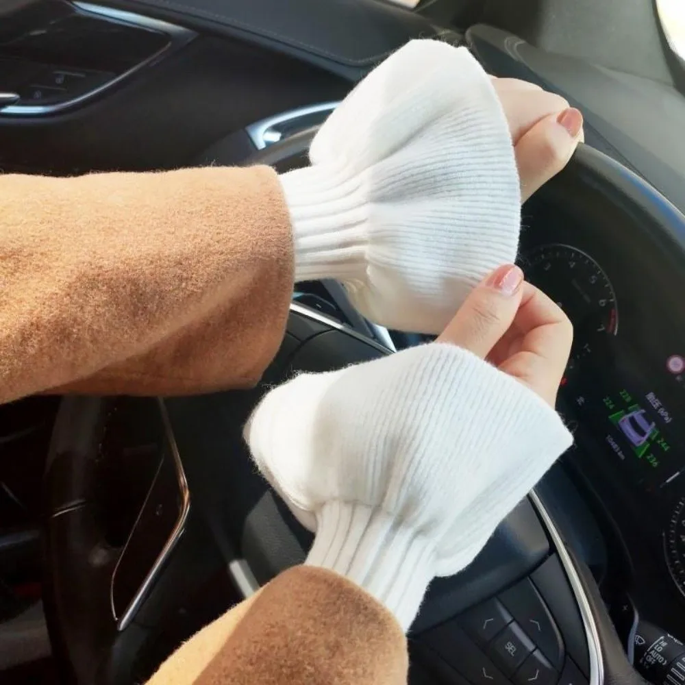 New Knitted Fake Sleeves Universal Ruffles Fake Cuffs Detachable Ruffles Elbow Sleeve Clothing Accessories