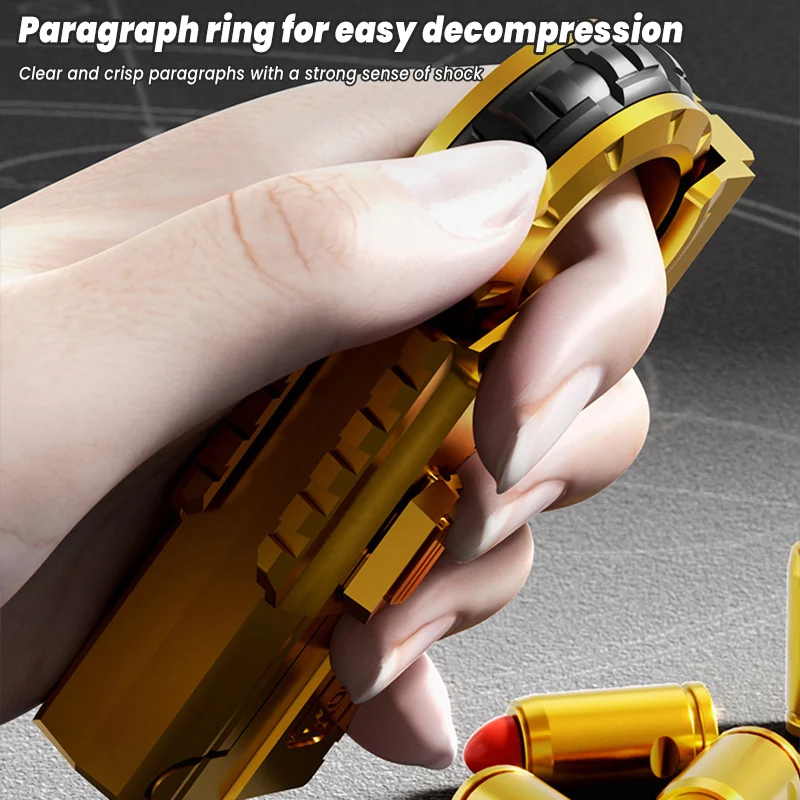 Adult Fidget Toys For Stress Relief EDC Alloy Fingertip Toy Pistol Decompression Launcher Model Ring For Anxiety Gift