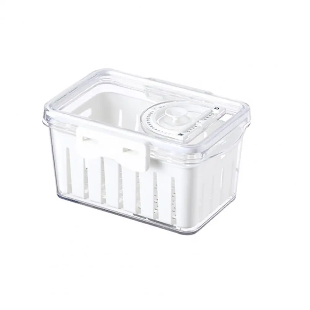 Fridge Food Container  Sturdy Drainage Holes Dustproof Lid  Visible Vegetable Box Crisper Kitchen Stuffs