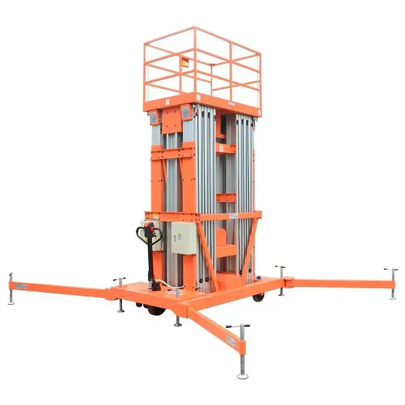 

Aluminum Alloy Hydraulic Vertical Mast Platform Lift 4-14M Adjustable Height 100-250kg Capacity 0.6x0.6m Table Factory Price
