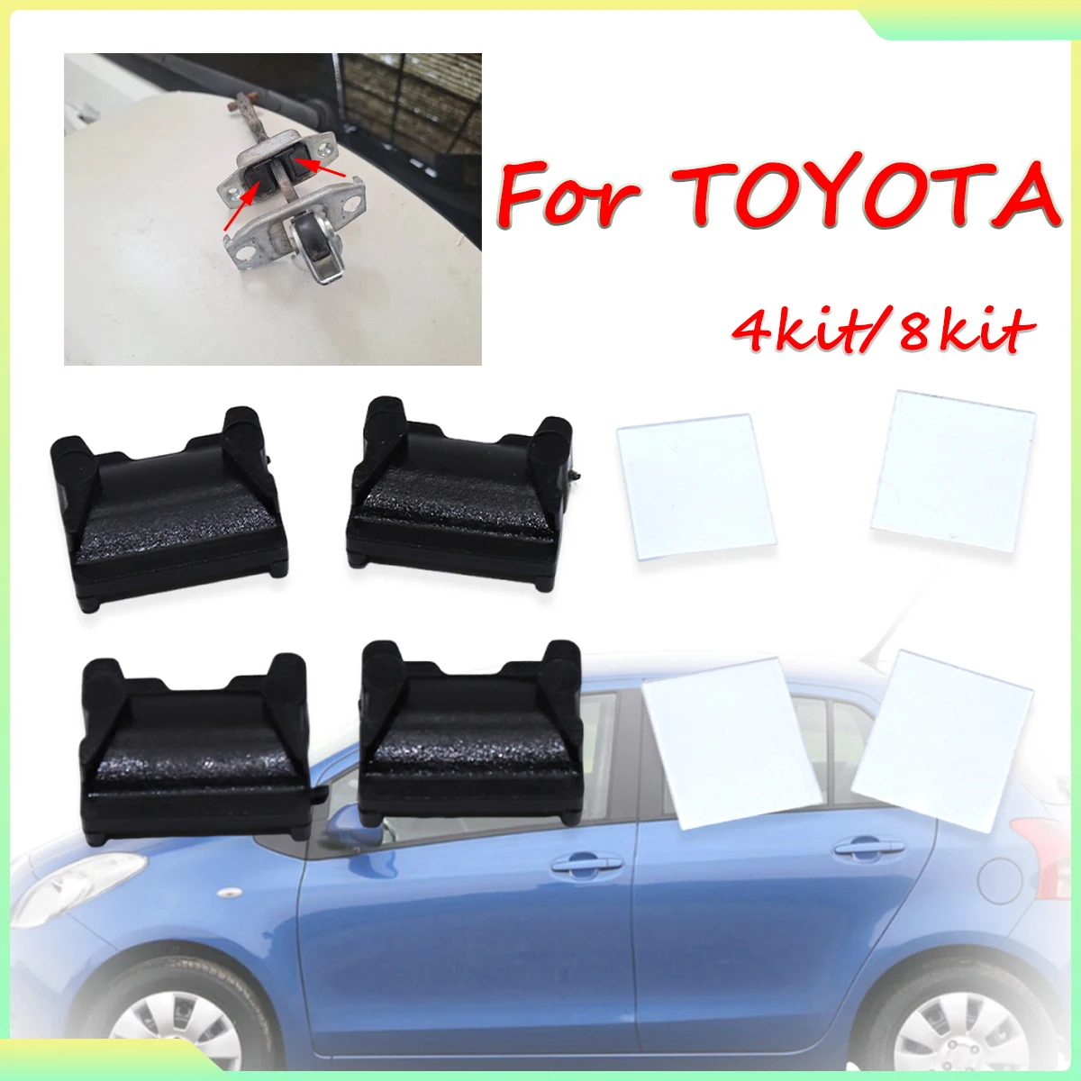 4Kit For Toyota CORONA CORSA CRESTA INNOVA PORTE RAV4 New Door Check Strap Limiter Repair Kit Stopper Damping Spring Clips Black
