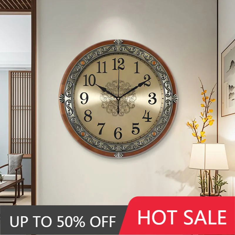 Silent Wall Clock Vintage Wooden Clock Elegant Nordic Interior Noiseless Clocks Living Room Wall Watch Interior House Deco