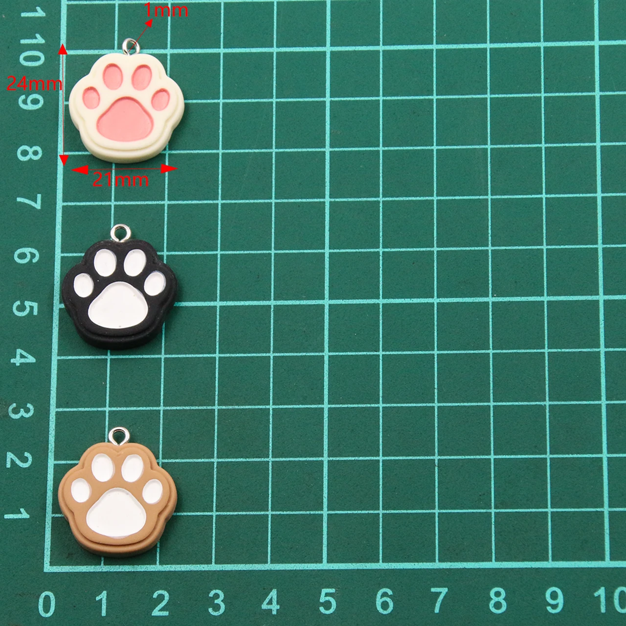 10PCS 21X24mm 5 Color Double Cat Claw Resin Charms DIY Cartoon Animal Earring Pet Choker Pendants Jewelry Accessory Make