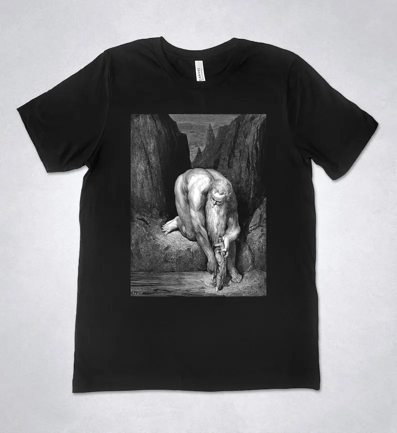 Gustave Dore t-shirt - The Giant Antaeus, The Divine Comedy - Inferno, Gustave Dore engraving, Dante Alighieri, Hell t-shirt