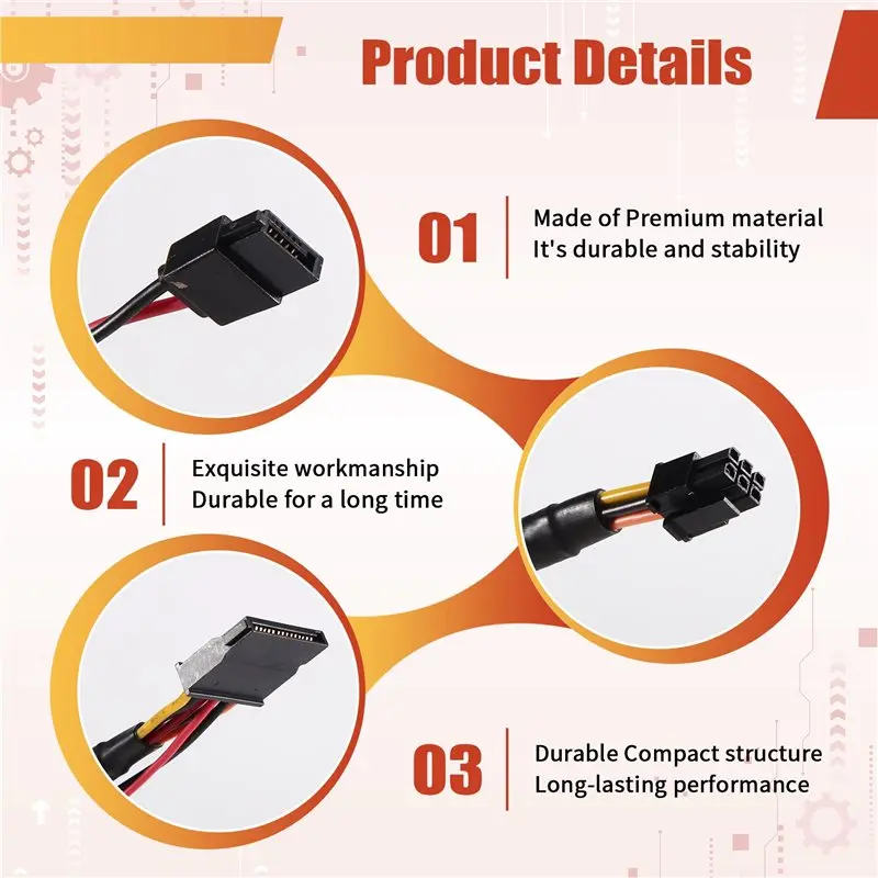 Mainboard Power Cable 8Mm 6Pin To SATA Optical Drive Cord(2 Pieces) For QVT1260 ECS1250 QCT1250 QBS1250 FCS1250 QVS1260