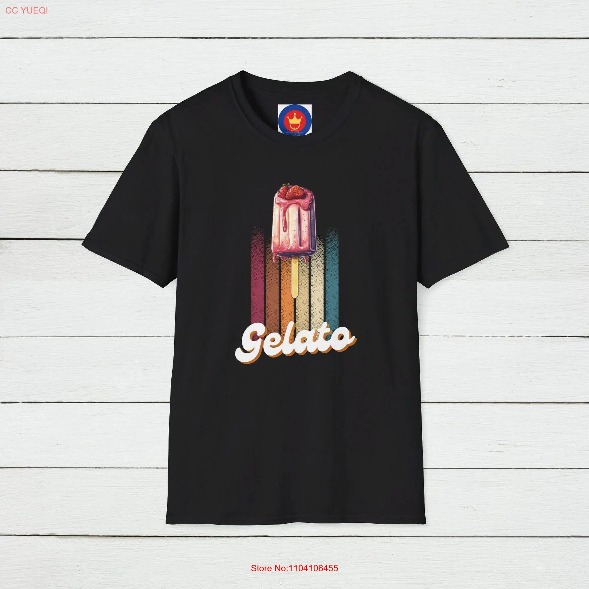 Retro Gelato T Shirt Ice Cream Vintage Style Nostalgic Design Cool Summer Apparel for Foodies long or short sleeves