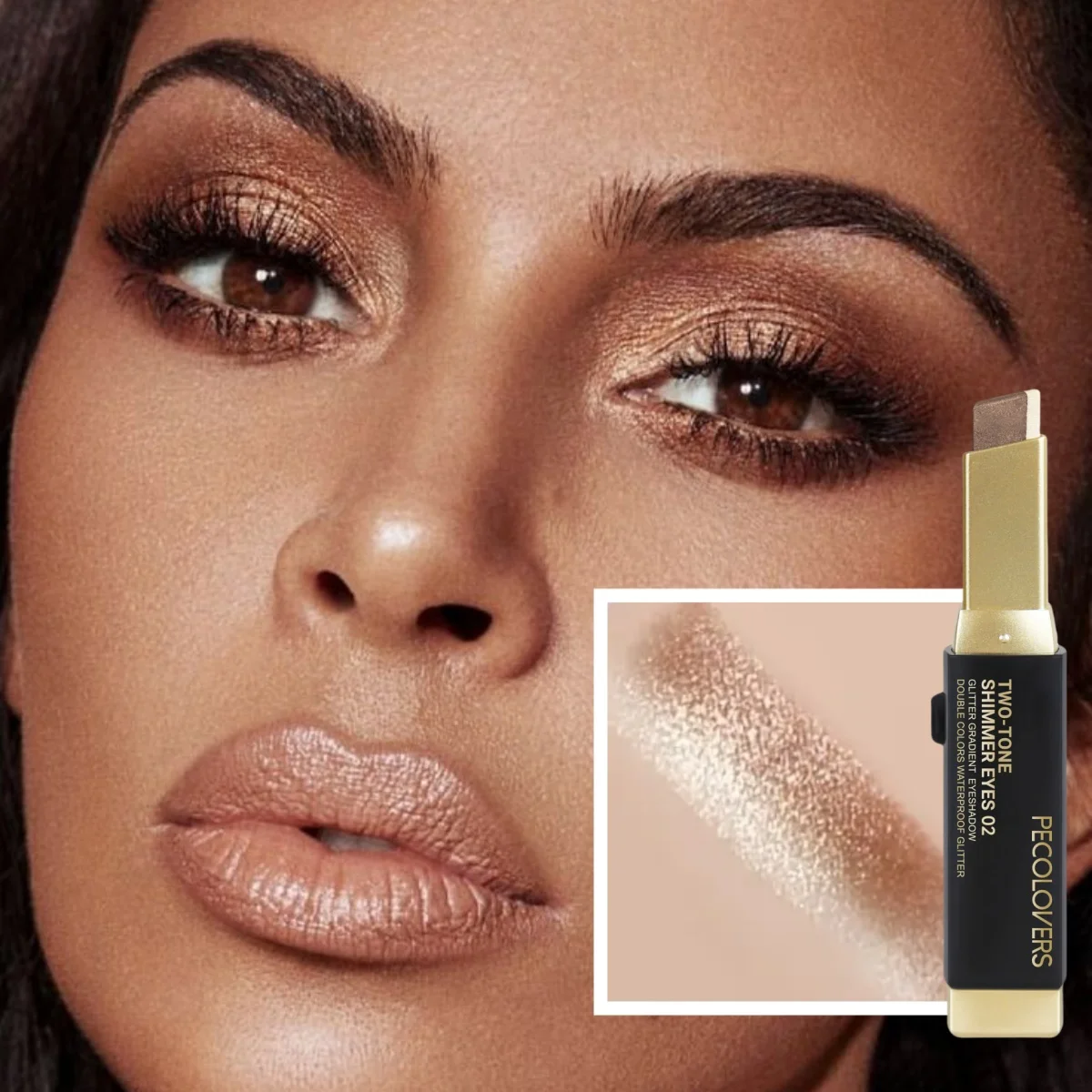 Barra de sombra de ojos de doble Color, barra de sombra para resaltar, maquillaje de ojos resistente al agua, brillo duradero, maquillaje de sombra de ojos metálico