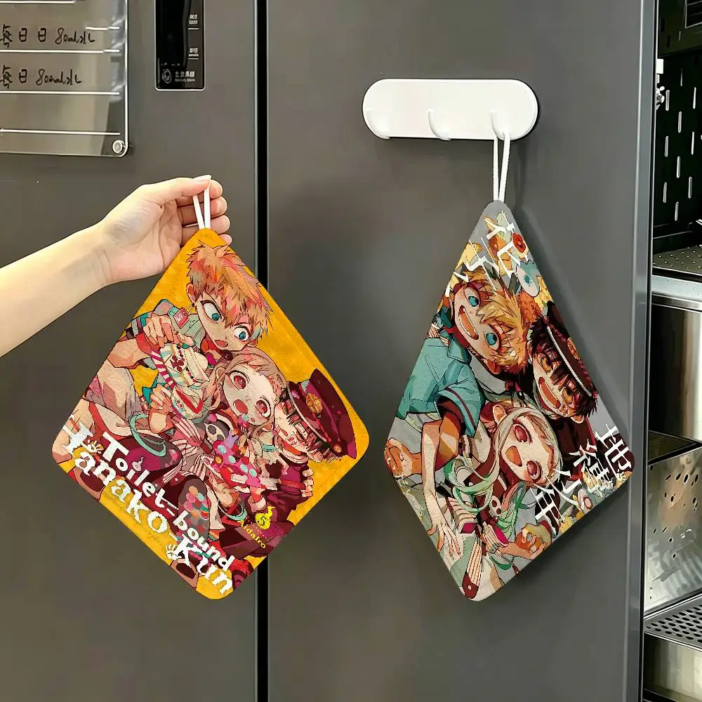 Animation T-Toilet-bound Hanako-kun Polyester Cotton Hanging Kitchen Towel, Soft Hand Wiping Towel, Reusable For Kitchen Home