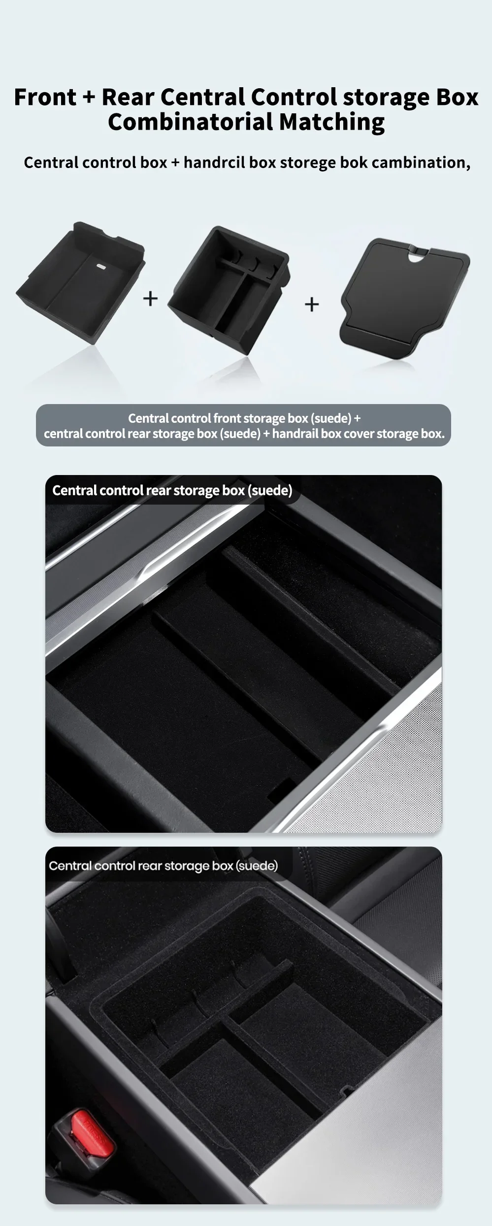 YZ Für Tesla Model 3/Y/YL Highland Juniper 2025-26 Model Y 21-24 Aufbewahrungsbox Armlehnenablage Silikon-Getränkehalter Organizer Box Teile – Detail 2