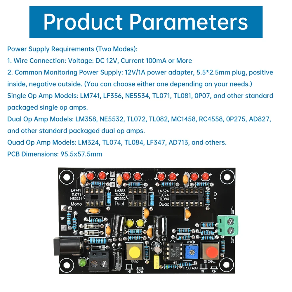 T2 Operationsverstärker-OP-AMP-Tester für Single Mono Dual Quad OPAMP-Chips, Hochgeschwindigkeits- und Niedriggeschwindigkeits-Differenzierung, DC12V – Detail 19