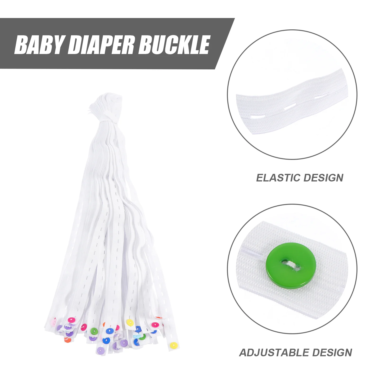 50 Pcs Strap Baby Diaper Fastening Clips Fixing Buckles Durable Belt Adjustable Cloth Fasteners Elastic Band