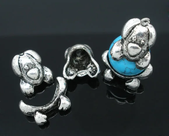 8SEASONS colore argento teiera Cat Frog Dog Charm Bead Caps Set per risultati gioielli fai da te 2022 Trend 19x15mm