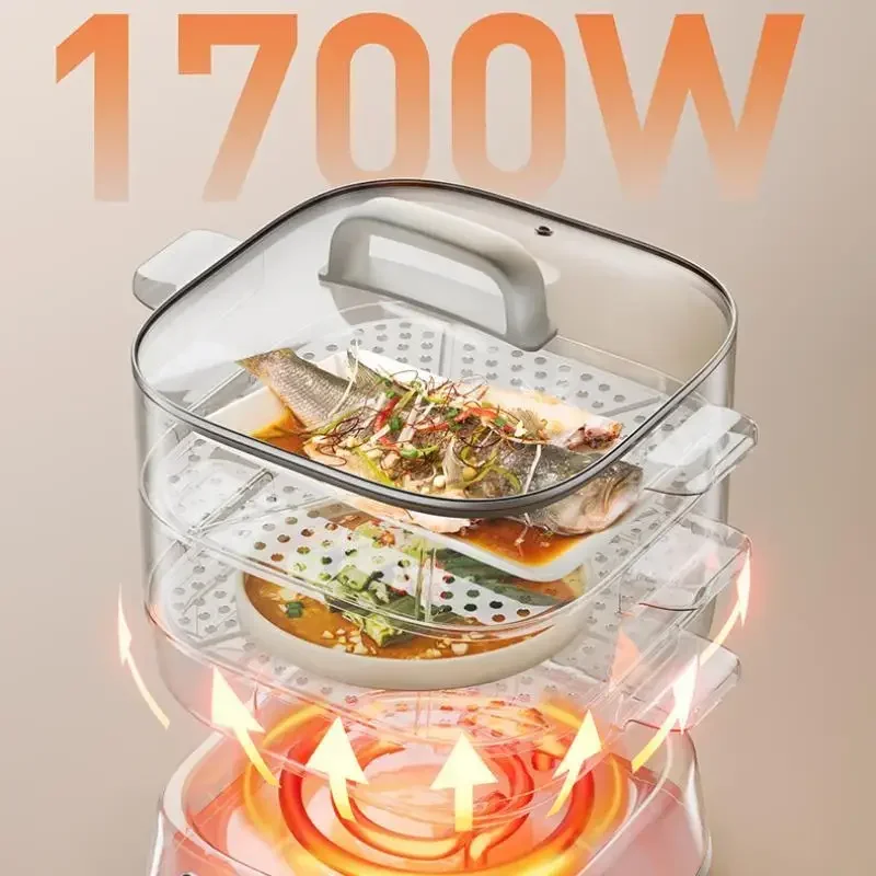 ميديا 11.6L طباخ بالبخار 220 فولت 1700 واط 3 طبقات متعدد الطباخ الفولاذ المقاوم للصدأ الكهربائية الغذاء البواخر التحكم باللمس وعاء باخرة