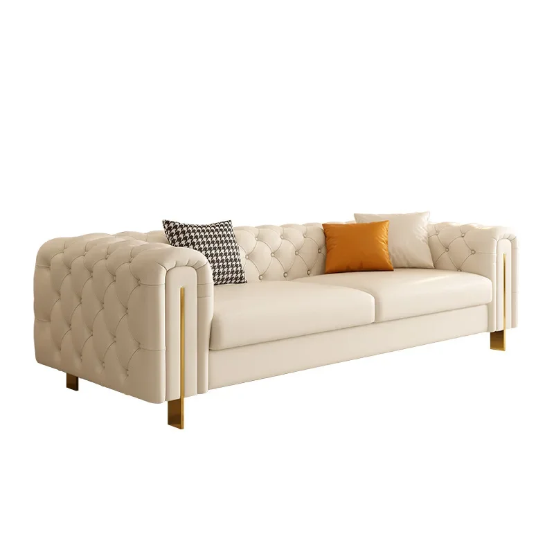 

Light luxury leather buckle sofa