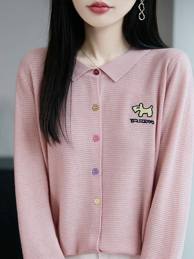 2025 neue Lose ort Svel Strickjacke frauen Top Frühen Herbst Dünne Gestickte Vorne Offen Oberbekleidung Pullover