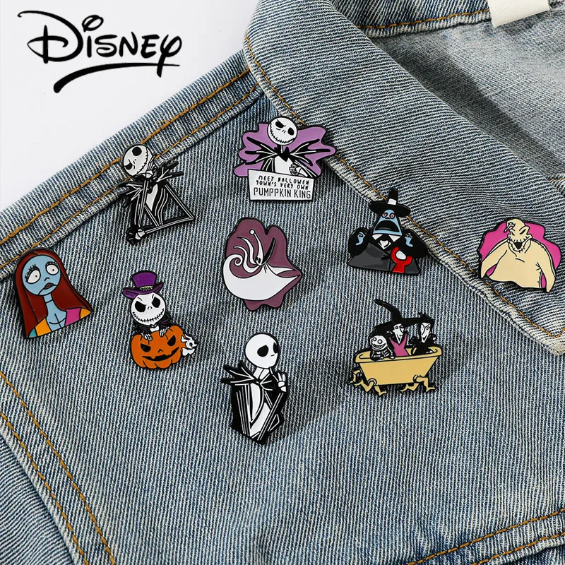 

Disney The Nightmare Before Christmas Cartoon Brooch Enamel Pin Creative Jack Sally Badge for Backpack Clothing Accessories Gift