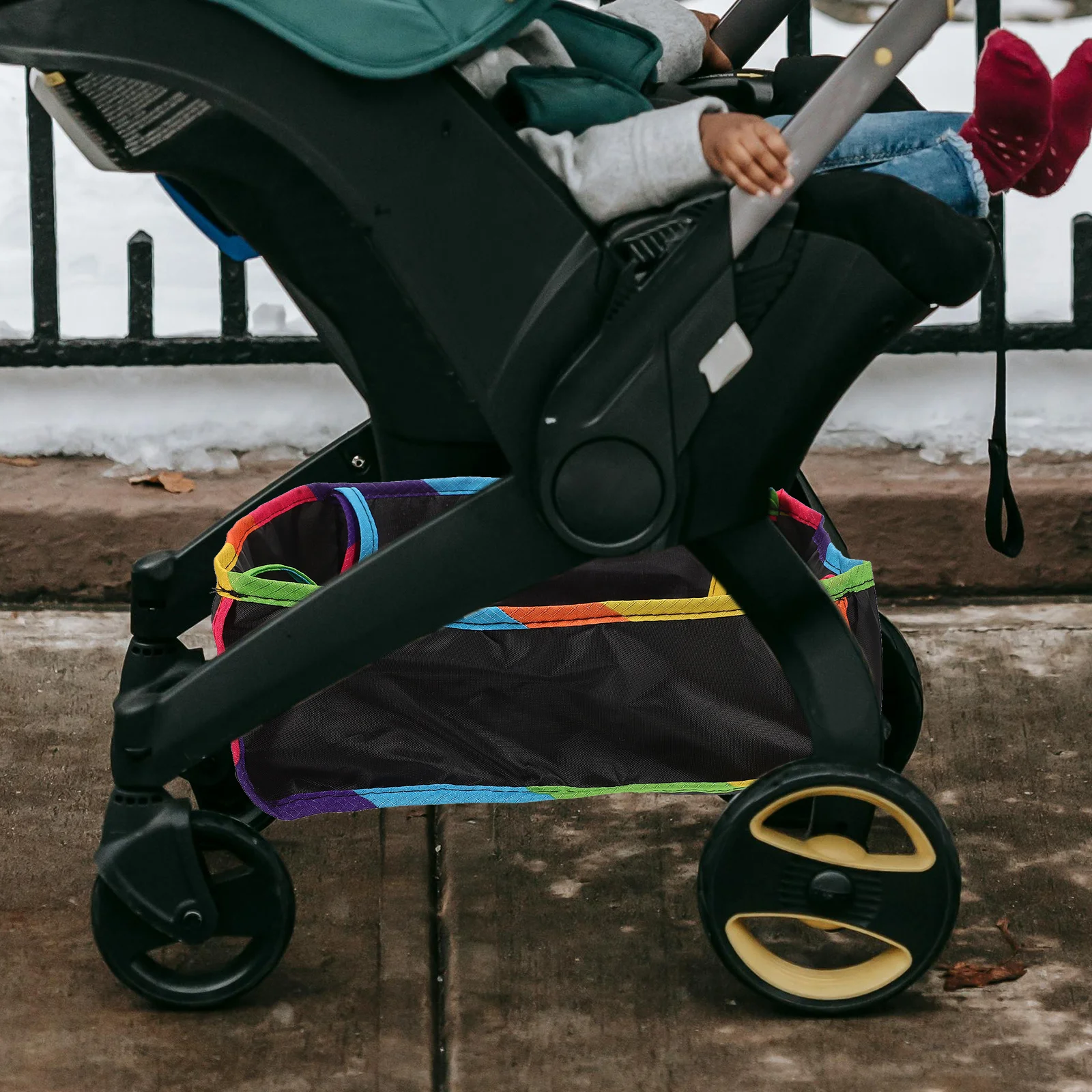 

Baby Stroller Bottom Basket Storage Bag Infant Stroller Organizer Large Capacity Durable Oxford Cloth Polyester