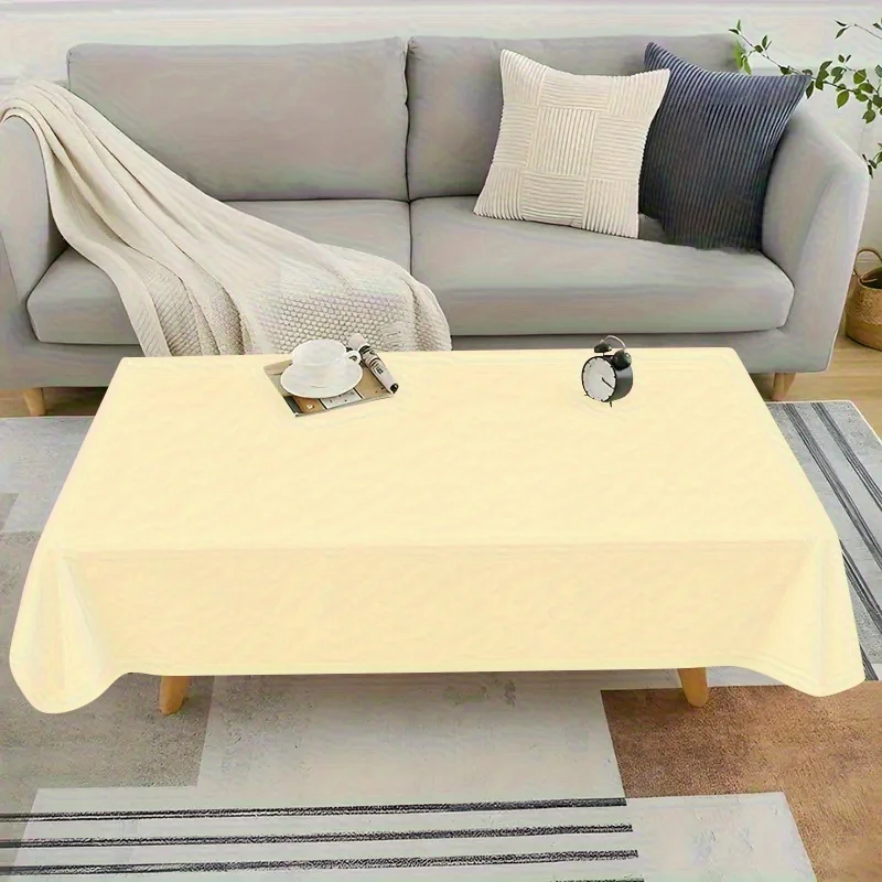 Solid-colored tablecloth sold individually. Easy-to-clean cream-colored tablecloth cover. Suitable for birthday celebrations.