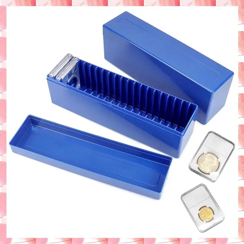 JAJA 2Pcs Identification Box Storage Box Compatible With 20 Slab Coin Holders, For Collectors Coin Storage Blue