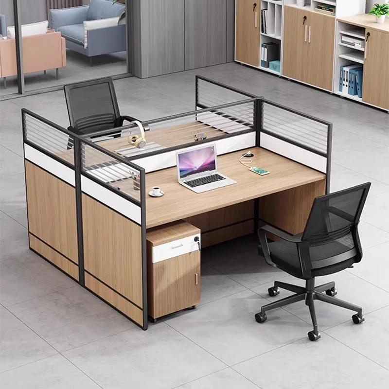 Simple Desk, Modern Staff, Table And Chair Combination, Staff 4 Manual Seats, Partition Screen, Finance 6 People, Card Seat Tabl