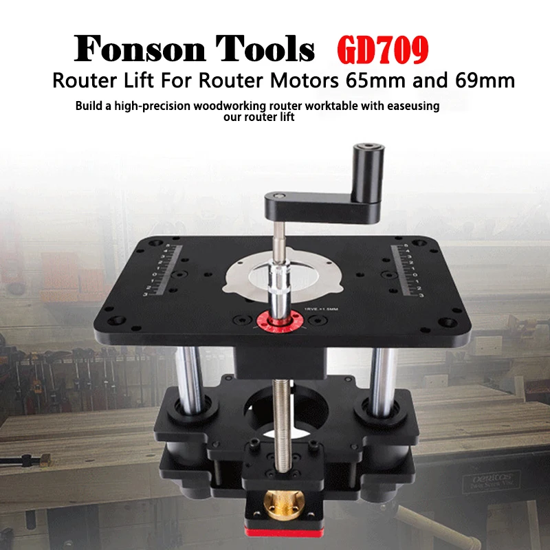 GD709 Router Lift System Trimming Machine Inverted Lifting Base for 65/69mm Wood Router Table Set Up Lift Engraving Machine Tool