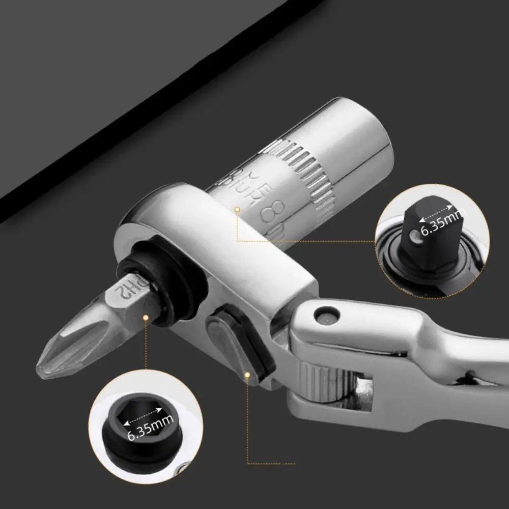 

2 in 1 Mini Ratchet Wrench Set Precision Mini Flex Head Ratchet Wrench Movable Head Bidirectional Adjustment Paddles