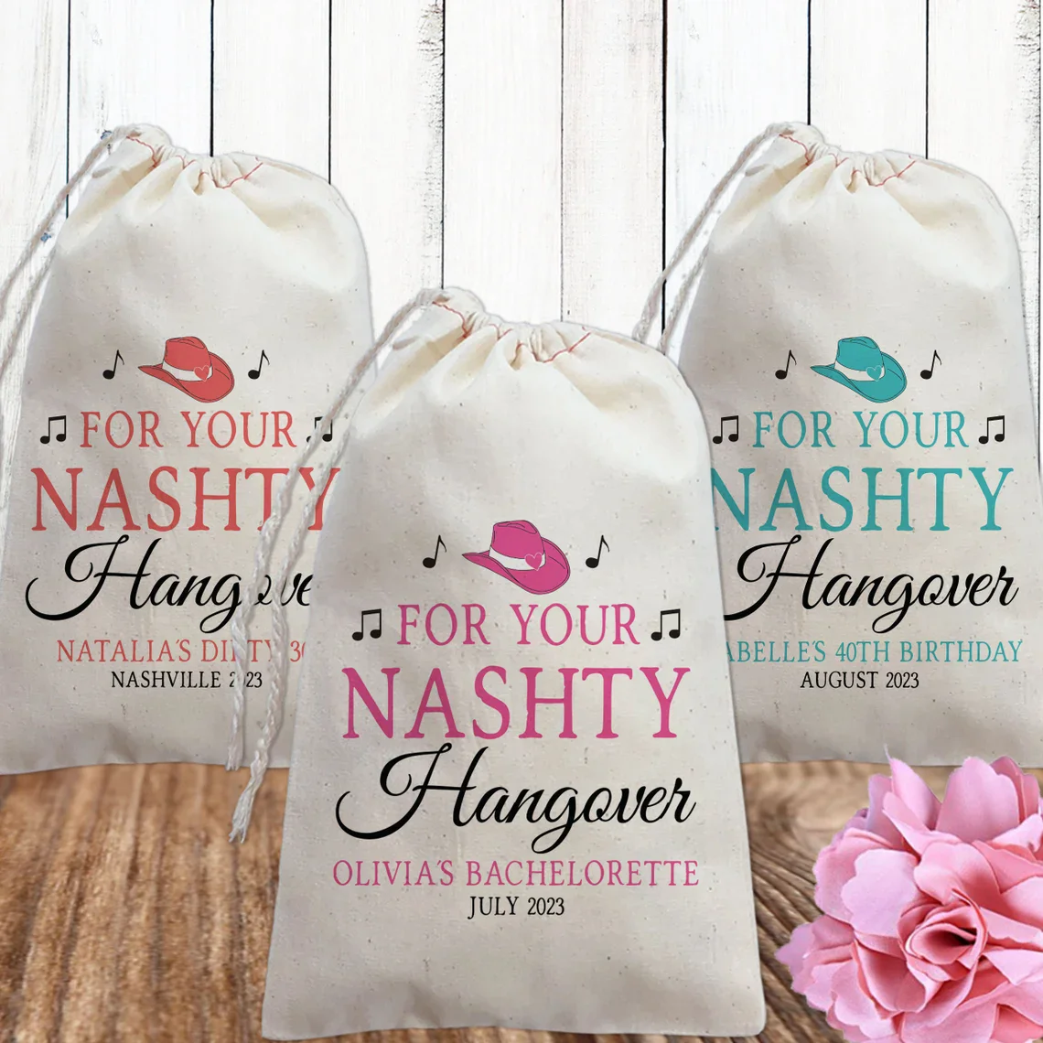 20 PCS Nashville Bachelorette Hangover Kit, Nashville Birthday Recovery Kit Favor Bags, Nashty Nash Bash Survival Gift Bags, Nas