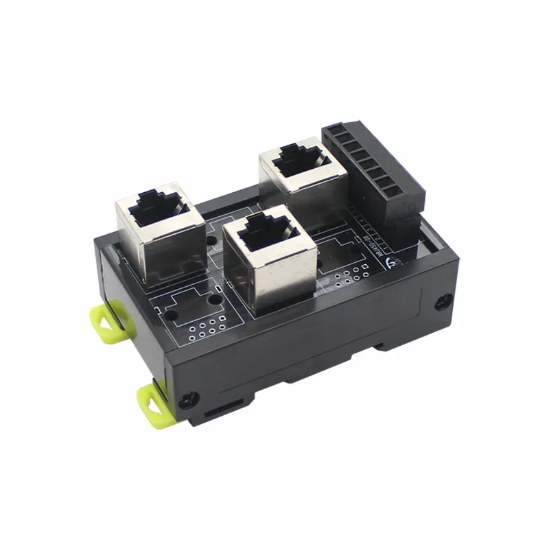 RJ45 to screw 8P8C Jack 3-Way Buss Breakout Board Terminal Block, Connector DIN rail mounting RJ45 connector