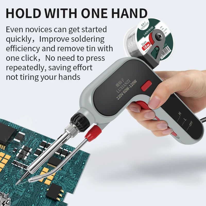 LUXIANZI 220V Electric Soldering Iron Gun 40-80W Automatic Send Tin Gun Hand-held Internal Heating Solder Welding Repair Tool