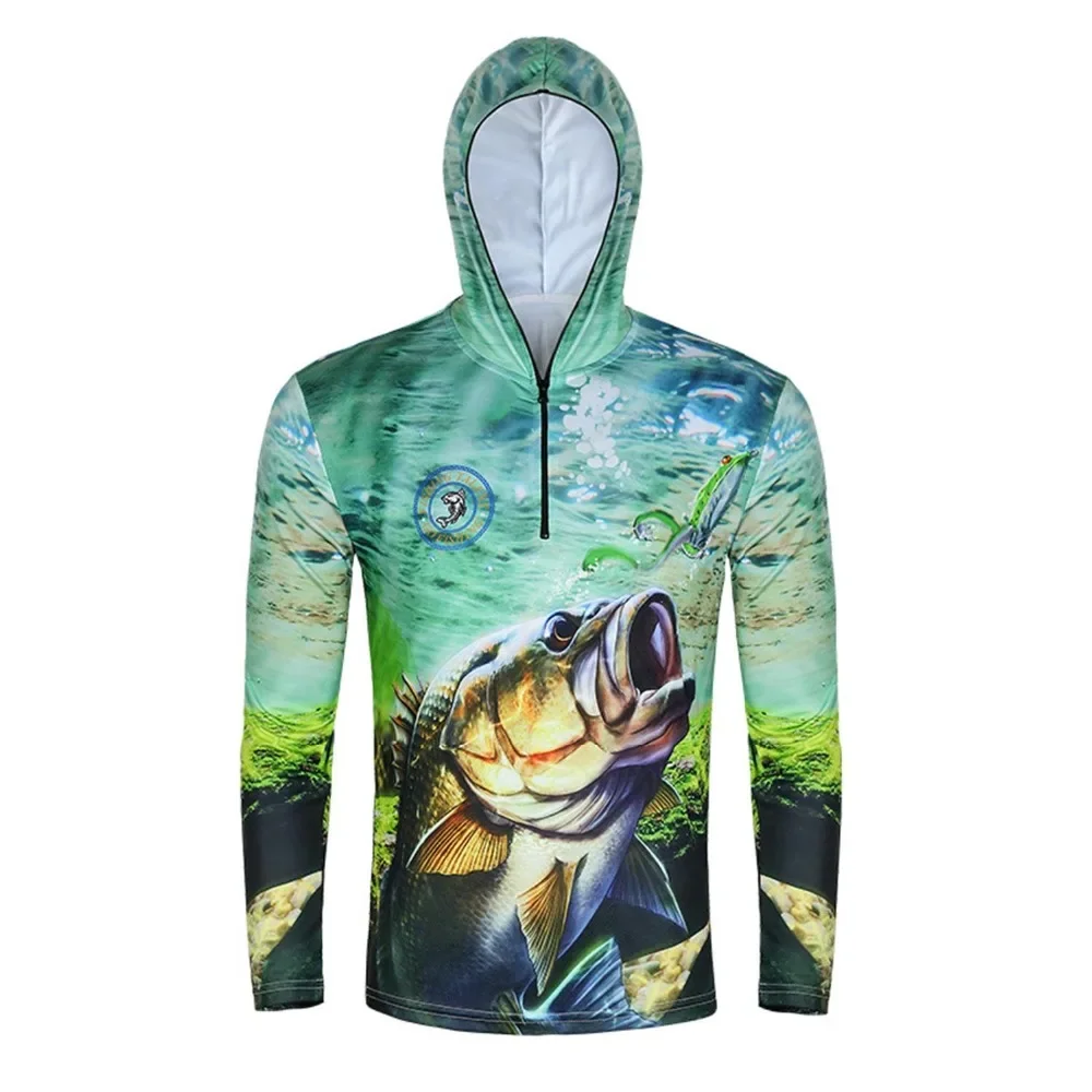 3D Print Ultra-Light Summer Fishing Hoodies Quick Dry Sun Protection Fishing Hooded Shirts for Men & Women  FT0071-2