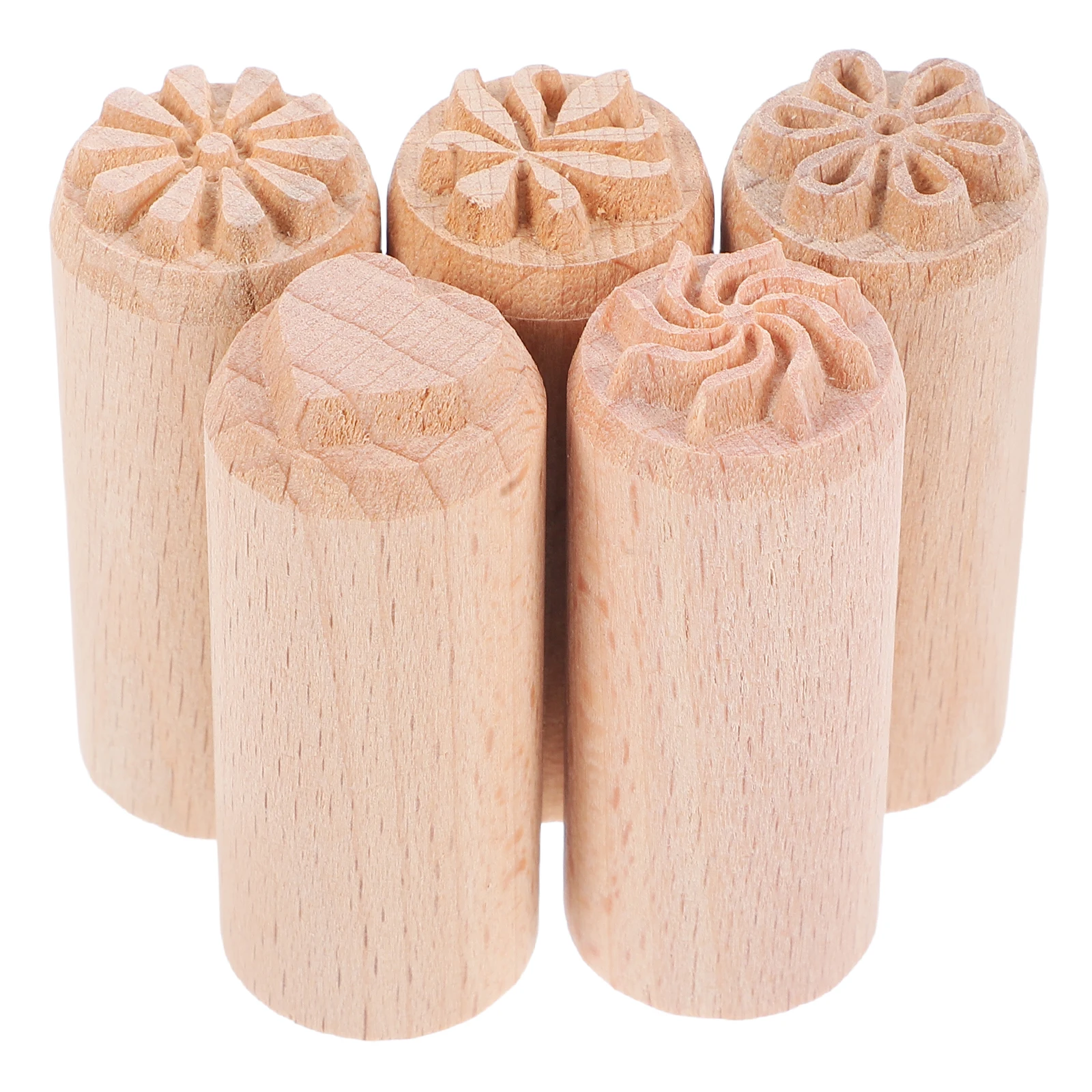 

5pcs Wooden Stamps Diy Clay Printing Blocks For Pottery Craft Accessories Wood Block Stamp Set Modeling Dough Painting Crafts