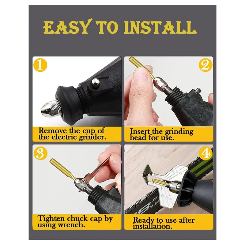 ABRB-24 Stück Titanbeschichtete Diamant-Kettensägenschärfer-Bits – Kettensägen-Schleifstein-Set mit Grat und hoher Härte