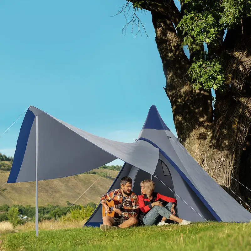 

15.4'x15.4'x8.5' Tent, Waterproof Camping Tent with Porch Area, Floor and Carry Bag, for 2-3 Person Outdoor Backpacking Camping Hiking, Blue