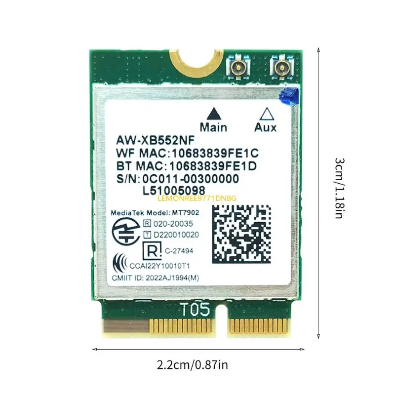 D7YC WiFi 6E 네트워킹 카드 MT7902 AW-XB552NF 2.4G 6G 2400MBPS BT5.2 CNVI