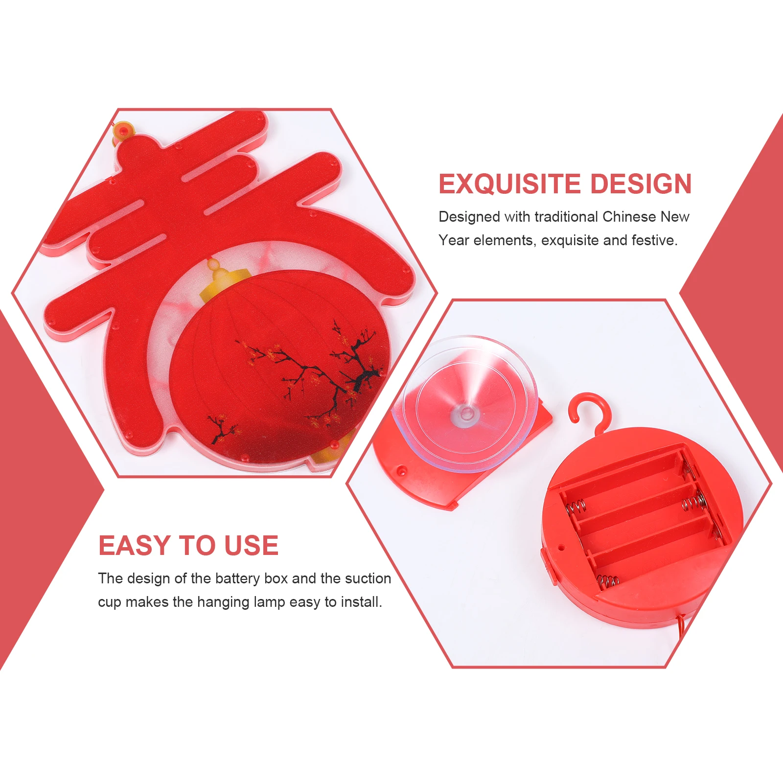 

Spring Suction Cup Lamp New Year Window Pendant Ornament Red Festival Hanging Light
