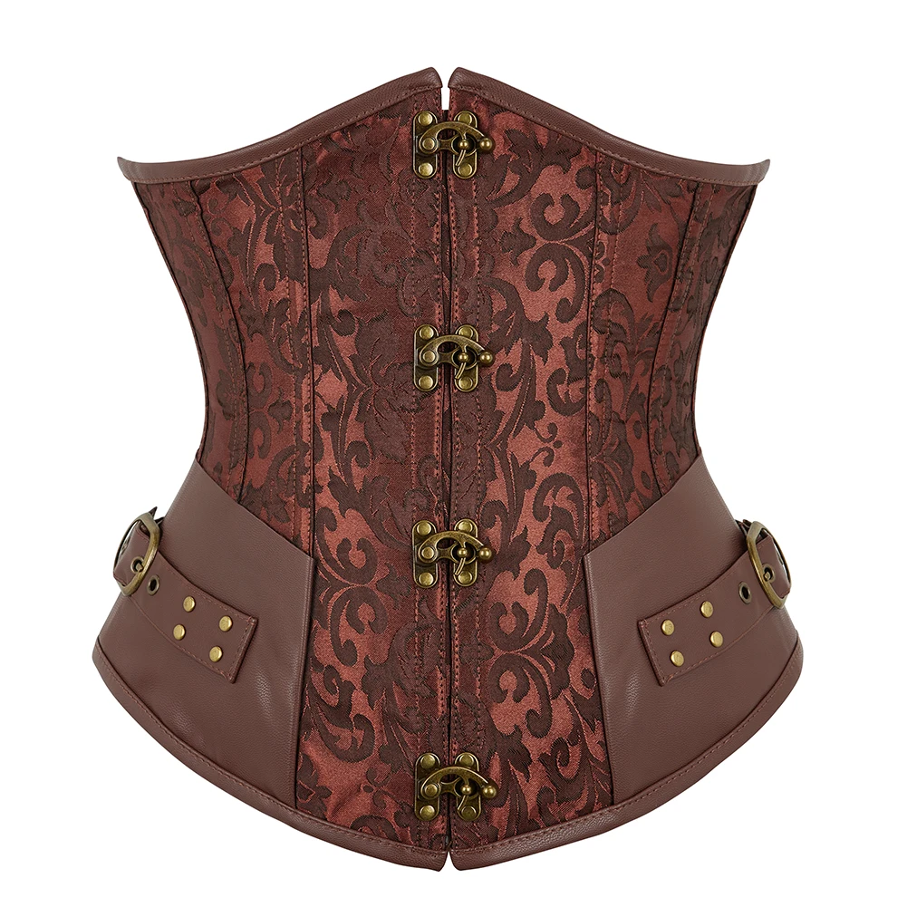 

Steampunk Underbust Corset Tops for Women Gothic Vintage Faux Leather Corsets Bustiers Lingerie with Buckles Body Shaper S-6XL