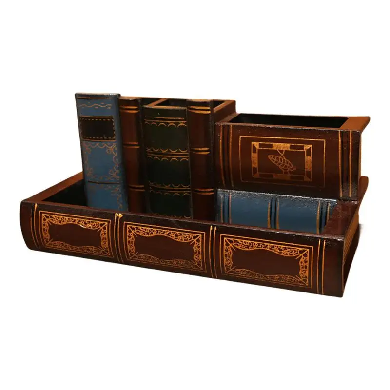 

Desk Pencil Holder Antique Library Books Design Pencil Holder Decorative Desk Organizer Caddy Wear Resistant Desktop Craft