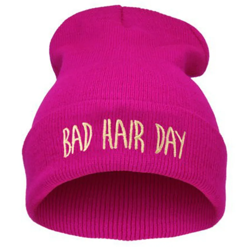 Fall Winter Fashion Bad Hair Day Hiphop Caps Knit Beanie Hat For Women Men Black Gray Blue Pink NEON YELLOW GREEN