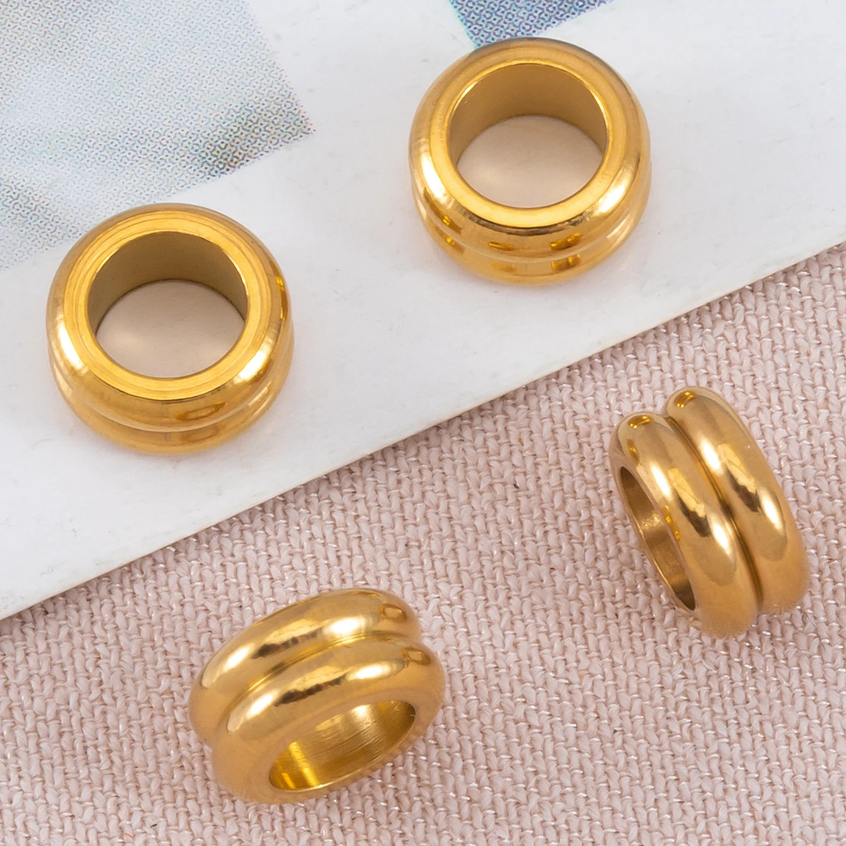 10pcs Stainless Steel Beads 6mm Big Hole Flat Wheel Spacers for DIY Jewelry Making Bracelet Necklace Loose Beads Findings