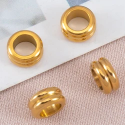 10pcs Stainless Steel Beads 6mm Big Hole Flat Wheel Spacers for DIY Jewelry Making Bracelet Necklace Loose Beads Findings