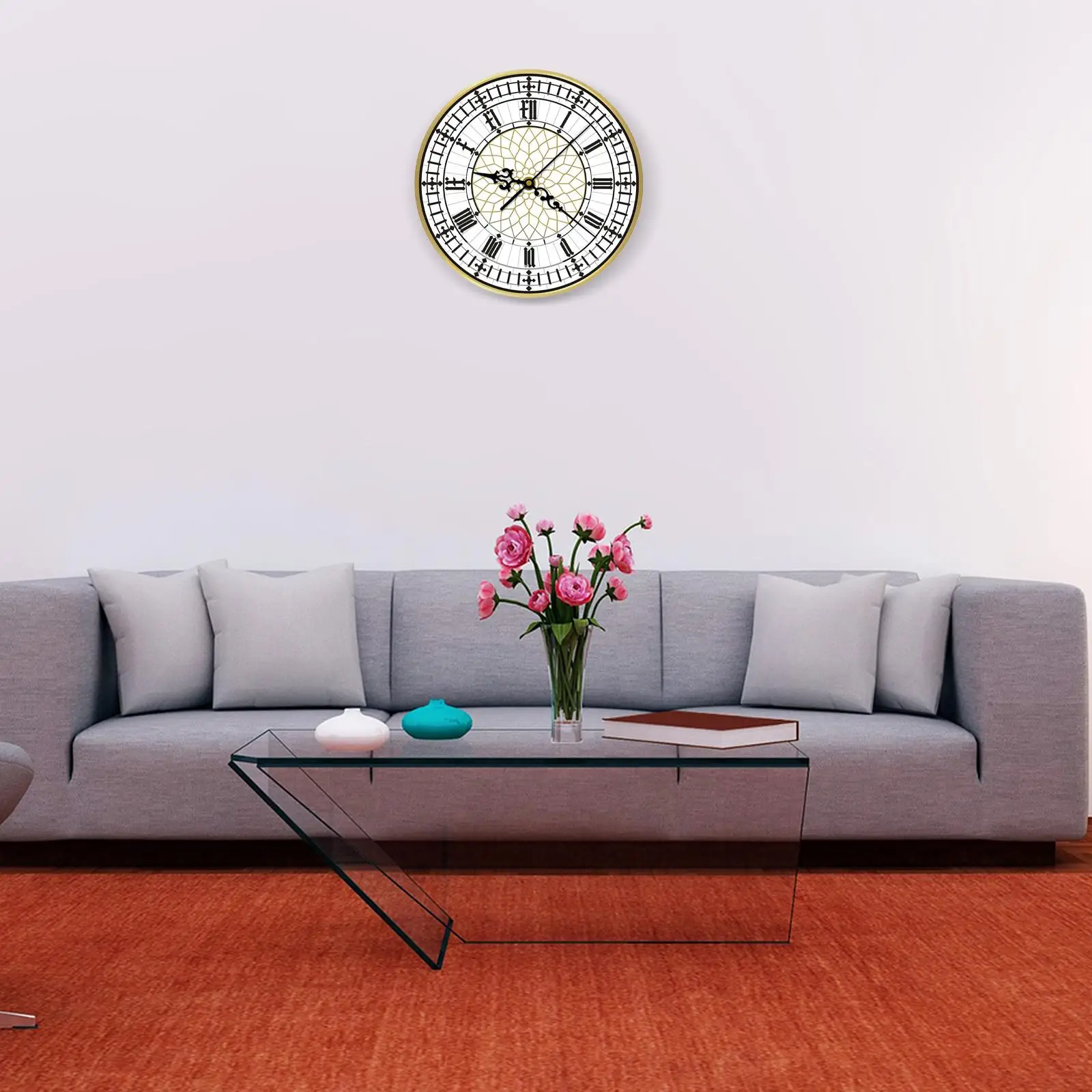 London Wall Clock Decor Round Clock Modern Silent Non Ticking Big Ben Clock for Hotel Office Dining Room Classroom Farmhouse