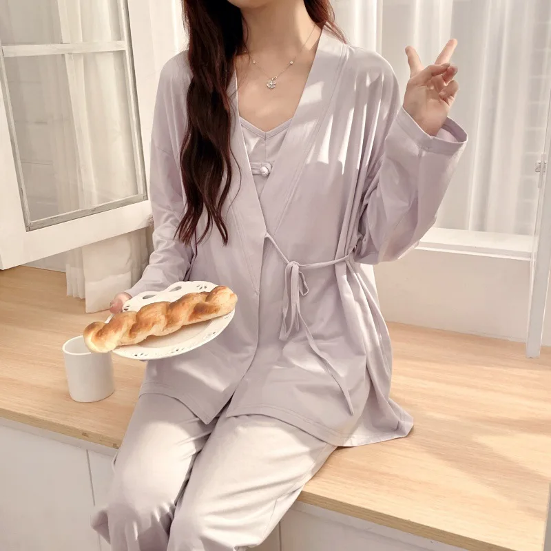 set-3-pezzi-pigiama-premaman-per-allattamento-in-tinta-unita-abbigliamento-da-notte-primaverile-e-autunnale-per-donne-in-gravidanza