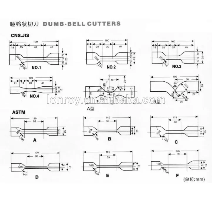 ASTM D638 dumbbell die specimen cutter