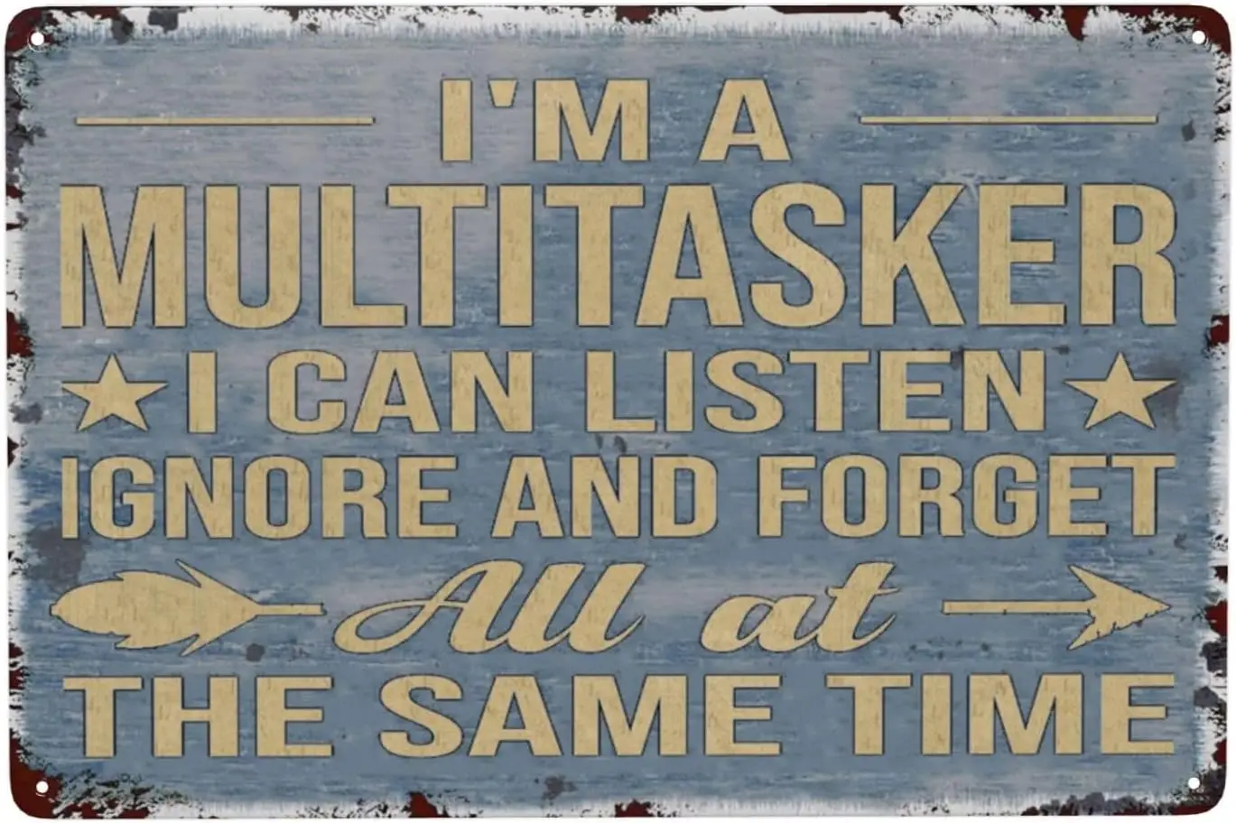ZHIQUN Multitasking Metal Plaque 8X12IN - Vintage Garage Wall Decor with Humorous Quotes for Workshop & Ignorance Theme Gift