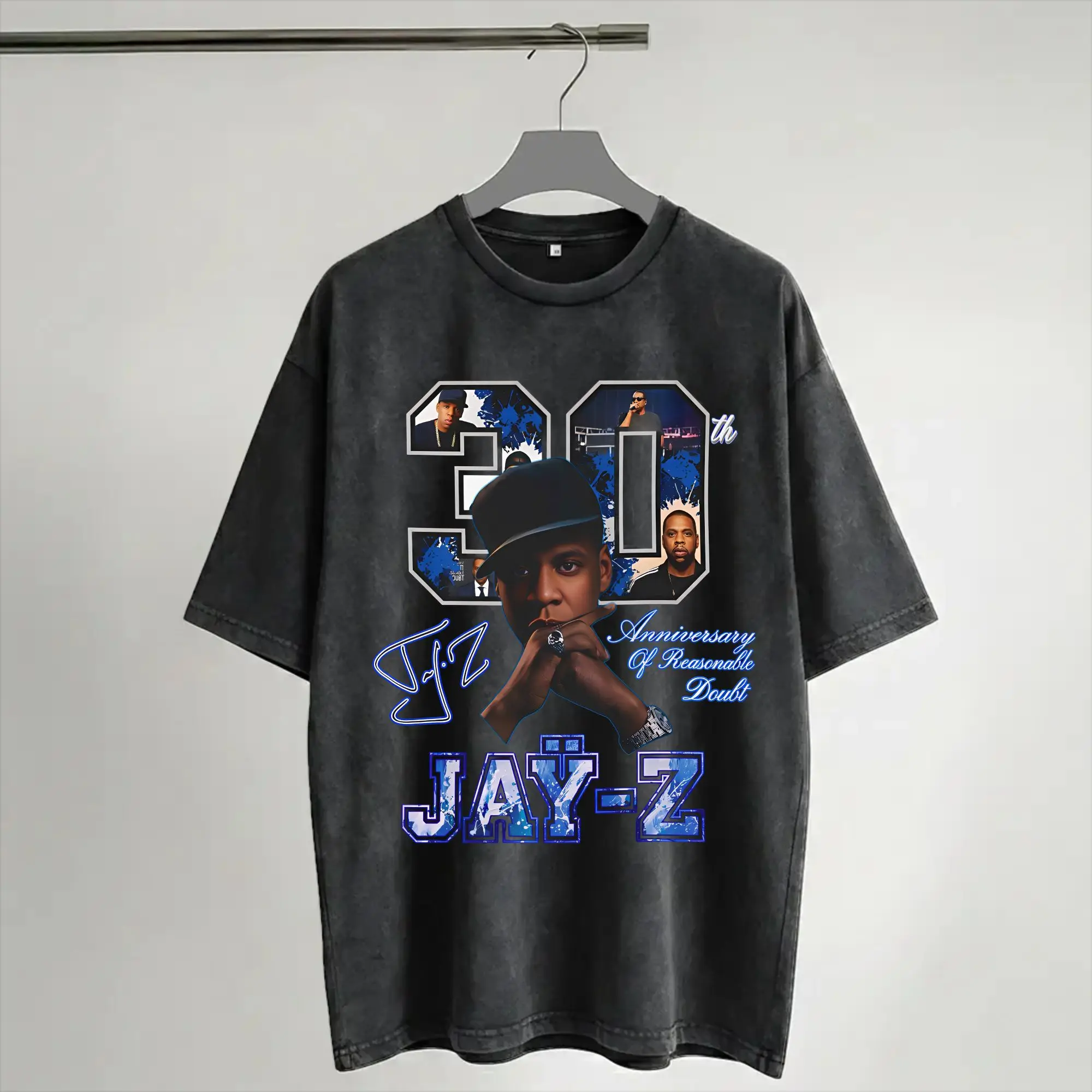 Summer Jay Z 30th Reasonable Doubt 25th Blueprint JAŸ-Z 30 Tour  Washed Shirt Accessories Oversize T-Shirt  for Men Women Tees