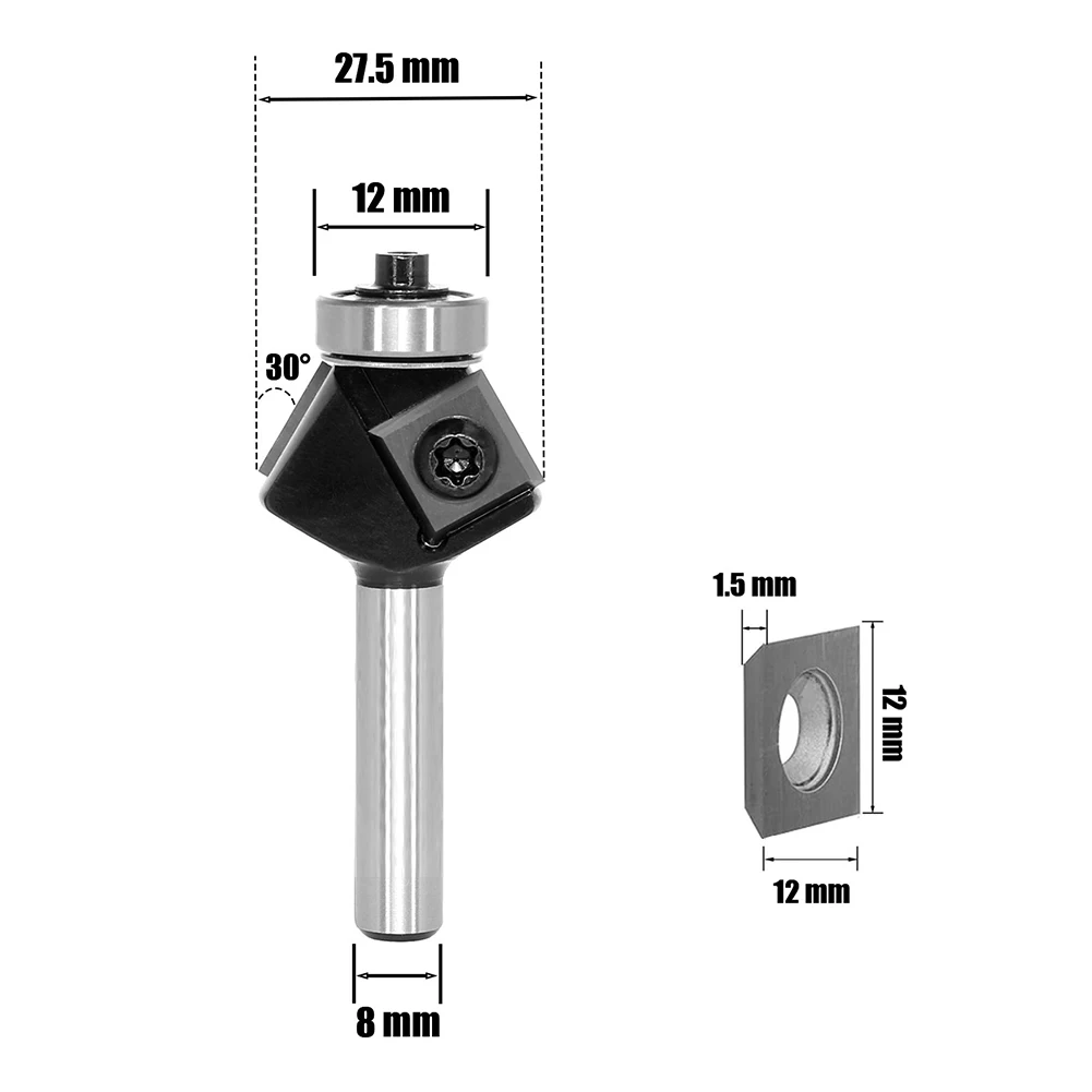 CNC Router Bit 30 Degree Router Bit For Tool Replacement 2 Inserts Design Adjustable Carbide Inserts Anti Kickback Design