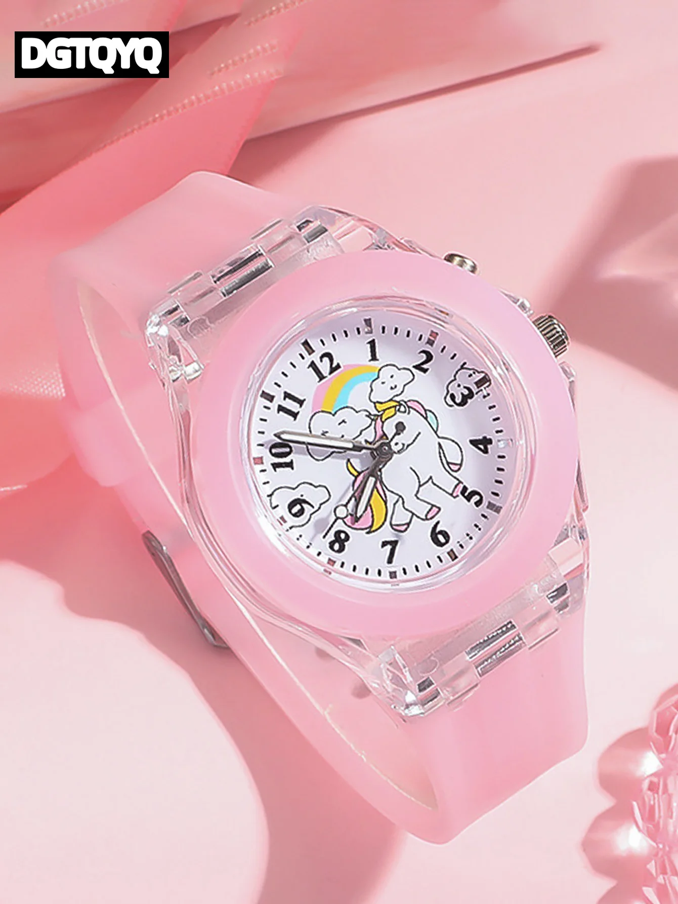 2026 Fashion Cute Children's Glowing Quartz Watch for Kids with Horse Pendant Bracelet Unicorn Design Gift relojes para niños