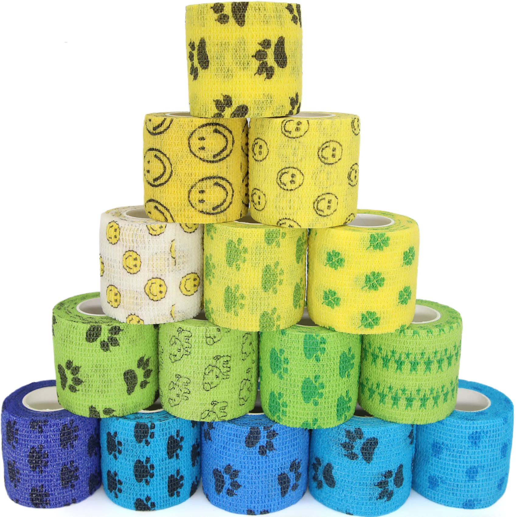 24 Rolls Cohesive Bandage Bulk Finger Tape Self Adherent Wrap Non-Woven Vet Tape First Aid for Dogs Cats Horses