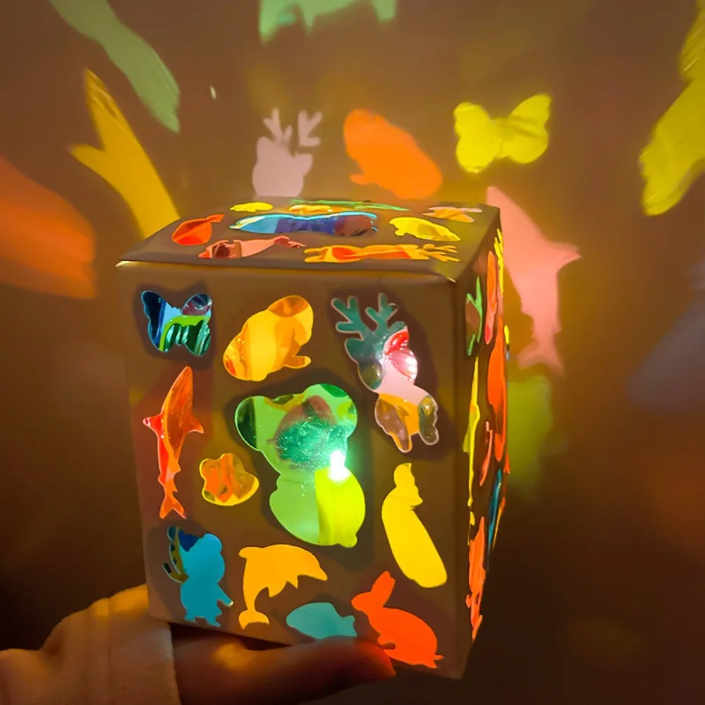 Colorful DIY Projection Lamp Kit Handmade Early Educational Star Paper Lantern Hanging DIY Material Pack Luminous Handheld Lamp